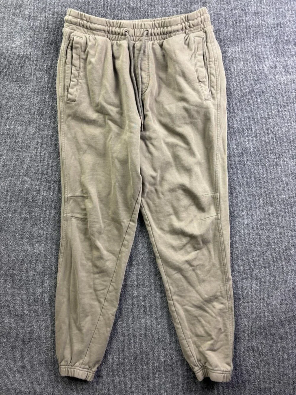 Gymshark Sweatpants Mens Medium 32x29 Beige Joggers Elastic Waist‎ Pockets Logo